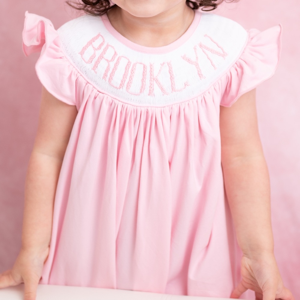 Pink 'Brooklyn' Smocked Bubble Romper
